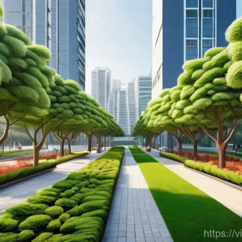 도시 녹지 공간의 관리 및 운영 전략 - **Prompt:** A vibrant, futuristic urban park in a Vietnamese city, showcasing smart technology for g...