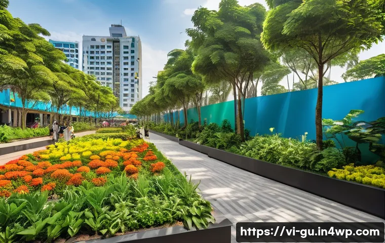 도시 녹지 공간 확보를 위한 제도적 개선 - A vibrant urban park in Ho Chi Minh City featuring multi-functional green spaces, including rooftop ...
