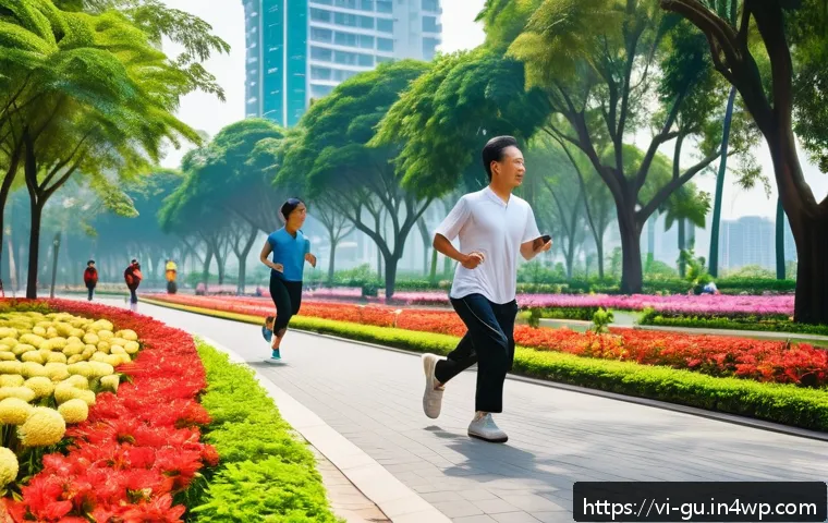 도시 녹지와 회복력 있는 도시 만들기 - A vibrant urban park scene in Ho Chi Minh City during a sunny day, featuring diverse groups of peopl...